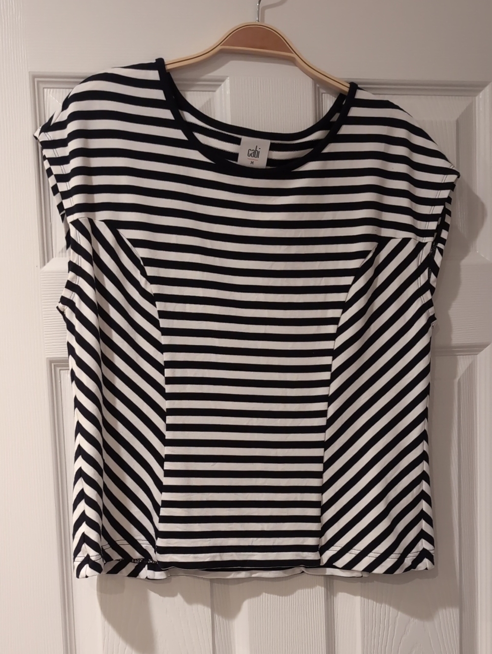 CAbi Black and White Striped Short-Sleeve Tee